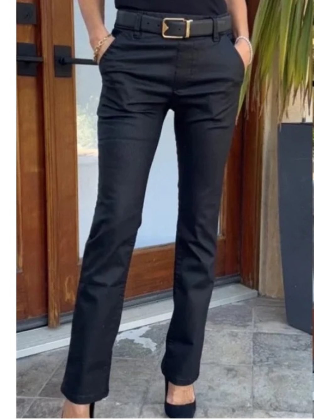 Bevy Flog black Nansi vertical stripe pull on pants
